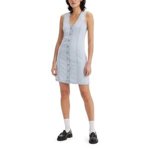 Levi's Womens Thora Denim Mini Dress New With Tags light blue denim button dress